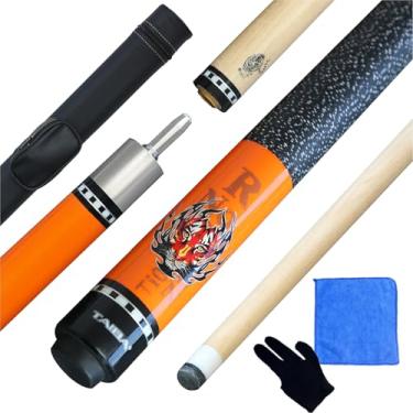 Imagem de AMAZCHAT Bastão de sinuca de 9 bolas com capa, eixo de bordo rígido canadense linha de linho irlandês, opções de 13 mm/11,5 mm para jogadores profissionais (laranja, 13 mm)