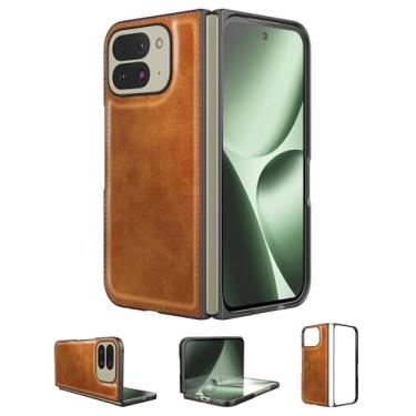 Imagem de Foluu Capa dobrável para Google Pixel 10 Pro, capa de couro, couro PU + capa rígida de policarbonato ultrafina, durável, capa protetora para celular para Pixel 10 Pro Fold 2025 (amarelo)