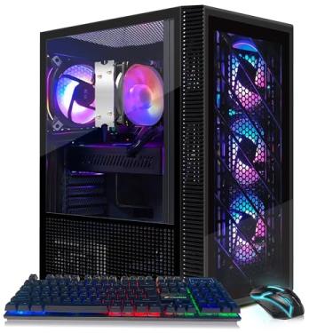 Imagem de STGAubron Computador PC Gaming Desktop, AMD Ryzen 5 5500 até 4,2GHz, Radeon RX 580 8G, 16G DDR4, 512G SSD, WiFi 6 5G e BT 5.2, RGB Fan x4, Windows 11 Home
