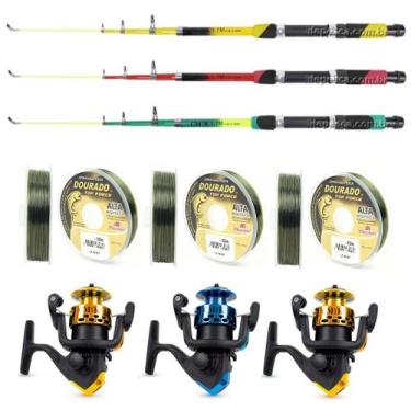 Imagem de Kit de Pesca 3 Varas Telescópicas + 3 Molinetes e Linhas (Ref. 18) - L