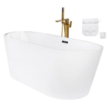 Imagem de Kit Banheira Freestanding Venezza 1.50m com Misturador Dourado - Smart