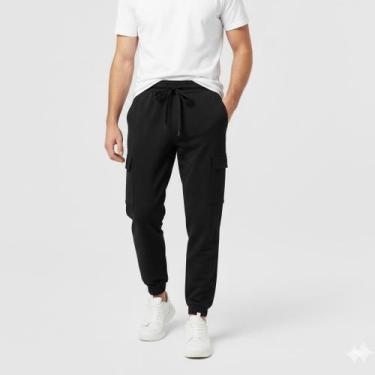 Imagem de Calça Cargo Jogger Masculina Sarja com Elástico e cordão Moda Streetwe