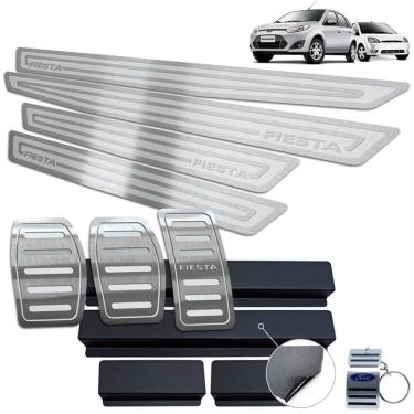Imagem de Pedaleira Soleira Ford Fiesta 2007 A 2014 Prata Alto Relevo