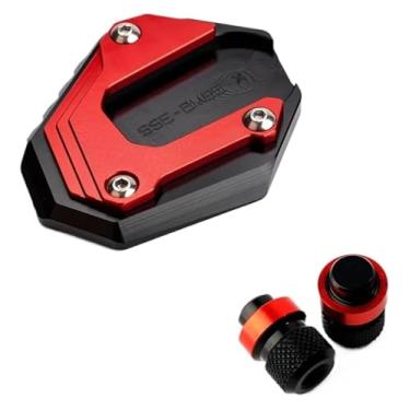 Imagem de Válvula de pneu de motocicleta CNC Kickstand Side Stand Ampliador Pad compatível com F850GS F750GS F 750 850 GS Adventure 2018-2021 2022 (1 conjunto vermelho)