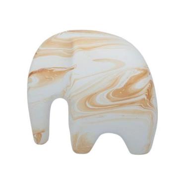Imagem de Escultura Elefante Minimalista em Cerâmica Fosca Decorativa - Bege Whi