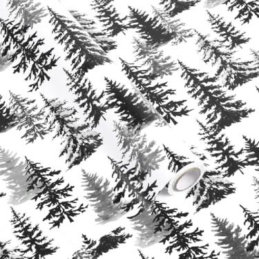 Imagem de Fabllewavi 1 rolo de papel de embrulho de árvore de Natal - papel de embrulho de presente com padrão de árvore florestal de 43 cm x 32,8 m para festa de Natal, chá de bebê, artesanato faça você mesmo