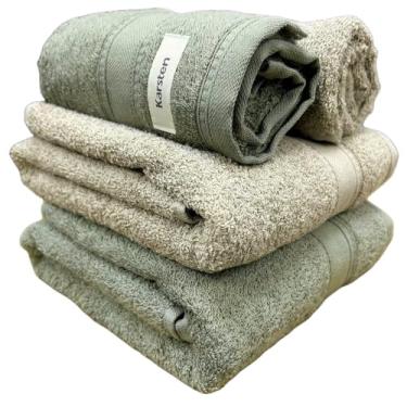 Imagem de Jogo de Toalhas de Banho Linea 100% Algodão Karsten Lisa Grosa Macia AntiPilling Jacquard - 4 Peças