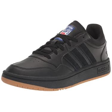 Imagem de adidas Tênis de basquete masculino Hoops 3.0 Low Classic, Preto/Preto/Branco, 37