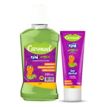 Imagem de Kit dental Linha Cimed Carmed Fini Minhocas 1 pasta dental + 1 enxagua