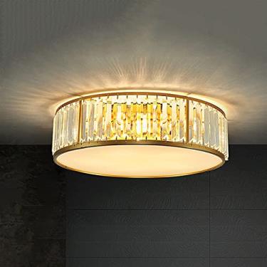 Imagem de Lustre de cristal preto redondo moderno, lâmpadas led douradas, luminária de teto de luxo compatível com quarto, sala de estar, decoração moderna