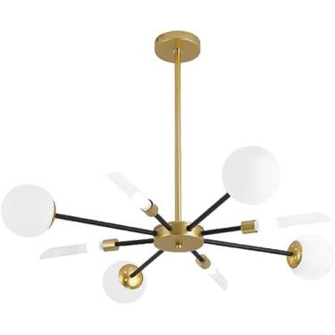 Imagem de Lustres Sputnik Preto Ouro Moderno Acrílico Pendente Luz com 12 Luzes Branco Fosco Abajur Lustres Luminárias de Teto, Decoração Moderna