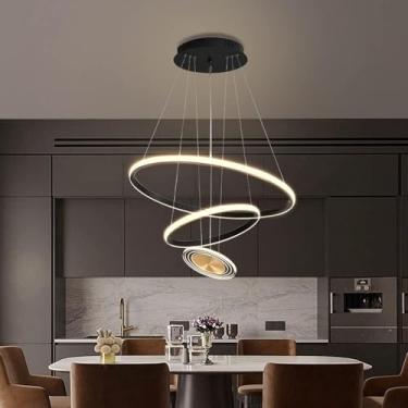 Imagem de Lustre de LED para quarto, decoração moderna para sala de estar, luminária de teto embutida, lustre de design redondo, decoração moderna