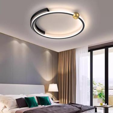 Imagem de Luminária de teto LED moderna para sala de estar, regulável com controle remoto, 3500K-6500K, luz de teto criativa, acrílica, grande, decoração, luz de teto, quarto, sala de jantar, sala de