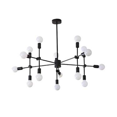 Imagem de E27 Lustre Moderno Sputnik Mid Century Luminária Pendente Luminária de Teto Industrial Dourada para Cozinha Sala de Jantar Sala de Estar Hall de Entrada - Preto. 15 Cabeças