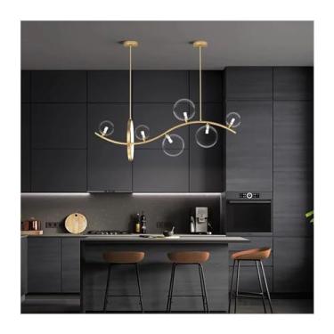Imagem de Lustre de cristal moderno, luminária pendente para sala de jantar, luminária de teto de luxo com lâmpadas suspensas para decoração de casa e iluminação interna