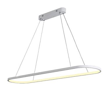Imagem de Lustre moderno de LED regulável com controle remoto, luminária pendente contemporânea de acrílico para sala de jantar e ilha de cozinha, branco, 70 x 20 cm (28 x 8 polegadas), iluminação pen