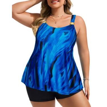 Imagem de Roupa de banho Hanna Nikole Tankini, 2 peças femininas, tamanho grande
