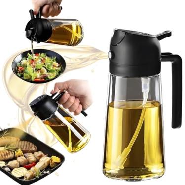 Imagem de Spray e Dosador de Azeite 2 em 1 – Pulverizador Borrifador Galheteiro 500ml de Vidro para Óleo, Vinagre e Molhos Ideal para Saladas, Churrasco, Air Fryer e Frituras (envio sortido - branco ou preto)