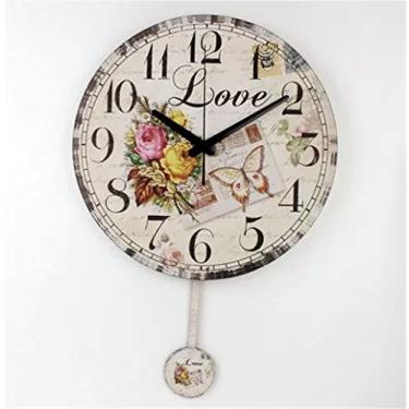 Imagem de Relógio de mesa mudo grande relógio de parede decorativo retro relógio de parede redondo decoração de casa 12888 relógio movimento relógio de parede casa (cor: tamanho A: 30,5 cm)