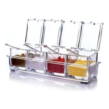 Imagem de Porta Condimentos E Temperos Acrilico Lindo Crystal 4 Potes