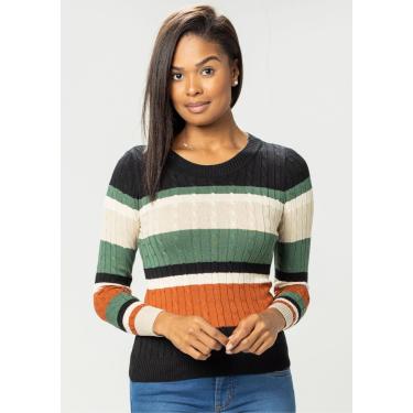 Imagem de Blusa Manga Longa Modal Pau a Pique Listrada Preto