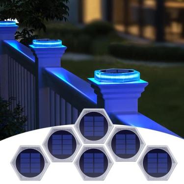 Imagem de Solar Deck Lights YiLaie Blue, pacote com 6 unidades, à prova d'água I