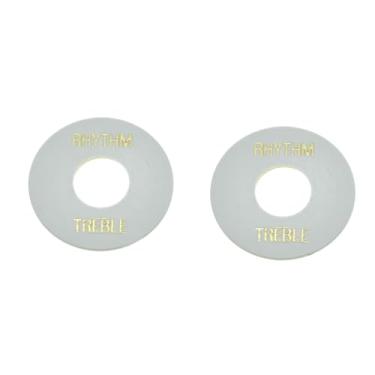 Imagem de ROZILO 2 peças LP guitarra interruptor arruela ritmo agudos anel placa para guitarra elétrica Epihone Les Paul branco com palavra dourada