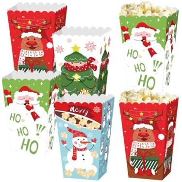 Imagem de AUOCATTAIL 12 caixas de pipoca de Natal, árvore de Natal, Papai Noel, boneco de neve, alce, balde, pipoca, balde, doce, caixa de biscoitos, recipientes para festas temáticas de inverno e Natal