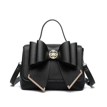 Imagem de Like Dreams Bolsa tiracolo elegante de couro vegano, alça superior moderna com alças destacáveis, aba magnética com vários compartimentos, bolsa elegante para mulheres adolescentes - preta, Preto 1