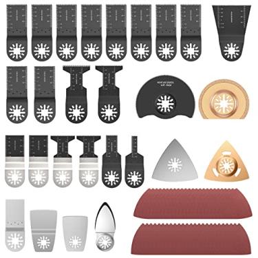 Imagem de 77 peças de lâminas multiferramentas de serra oscilante de aço de alto carbono lâminas oscilantes de liberação rápida para corte de metal de plástico de madeira (77 peças)