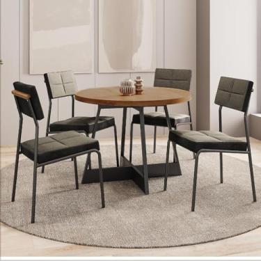 Imagem de Conjunto Sala de Jantar 4 Cadeiras Nairobi Carraro Nogal