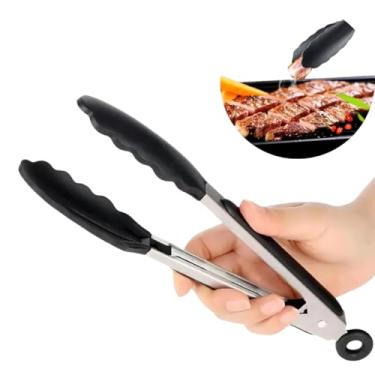 Imagem de Pegador Pinça Inox e Silicone Preto M