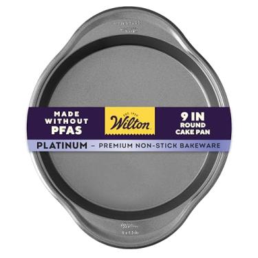 Imagem de Wilton Utensílios de cozinha antiaderentes Platinum Premium, feitos sem PFAs, forma de bolo redonda, 23 cm, a embalagem pode variar
