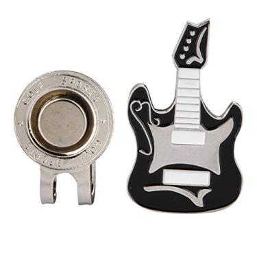 Imagem de Pilipane Clipe de chapéu marcador de bola de golfe com padrão de guitarra magnética para homens, mulheres e crianças, construção de metal resistente, galvanoplastia antiferrugem, fácil de usar, design
