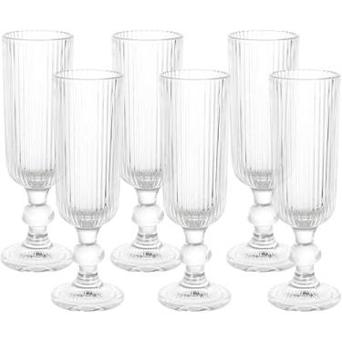 Imagem de Taça de Champanhe Canelada 140 ml – Conjunto com 6 Peças | Design Cilíndrico Clássico e Sofisticado | Premium Collection