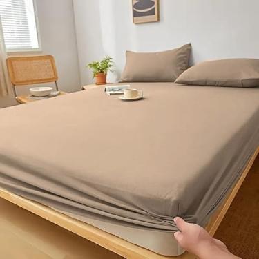 Imagem de Jogo de Lençol Antiácaro e Anti-Pilling com Elástico - Roupa de Cama Casal, Queen e King, Toque Macio e Confortável(AVELÃ,SOLTEIRO 2 PEÇAS)