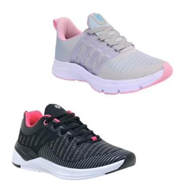 Imagem de Tênis Feminino Esportivo Caminhada Fitness Confortável Kit