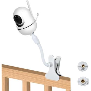 Imagem de Suporte de clipe para monitor compatível com HelloBaby, suporte para câmera de bebê com braço de pescoço de ganso de 40 cm e superfície de silicone para uso no berço do monitor