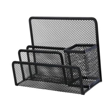 Imagem de Esquirla Organizador de mesa para arquivos em malha metálica 6,8 x 3 x 5,6 polegadas, compacto e resistente para gerenciamento de documentos, acessório