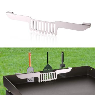 Imagem de Suporte para espátula Grease Gate, 29 x 6 x 0,79 cm, aço inoxidável, tela ajustável, para churrasqueira, acessórios de churrasco para Blackstone (prata)
