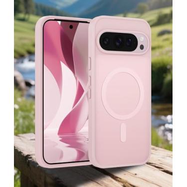 Imagem de Capa para Google Pixel 10 Pro XL/Pixel 9 Pro XL: Capa magnética fosca à prova de choque robusta translúcida - Capas protetoras rígidas e finas de grau militar à prova de quedas (Rosa/6,8 polegadas)