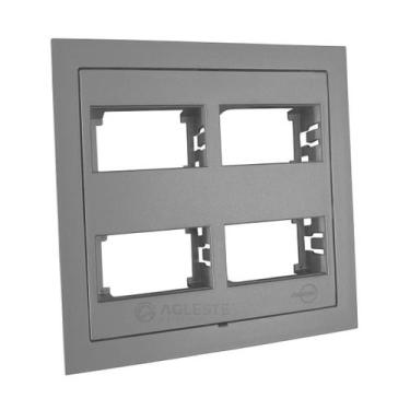 Imagem de Placa 4 Módulos Sep. Suporte 4x4 Dicompel Ekron Cinza