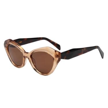 Imagem de HCHES Óculos de sol femininos polarizados de acetato com armação estilo street fashion UV400 (tartaruga laranja)