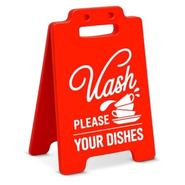 Imagem de Placa engraçada de decoração de cozinha, por favor, lave seus pratos, placa de mesa para decoração de cozinha de escritório em casa