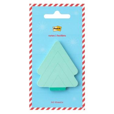 Imagem de Post-it Notas adesivas Jingle, design de árvore de Natal, 5 cm x 6,3 cm, 1 bloco de notas pegajoso bonito em forma de árvore de Natal com 50 folhas