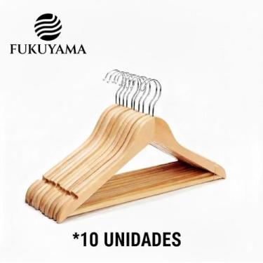 Imagem de Cabide De Madeira 10 Unidades Marfim Fukuyama - MADEIRA10A, Cabide, Ma