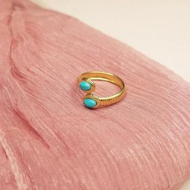 Imagem de 1 anel de abertura feminino moderno de aço inoxidável banhado a ouro 18 k aço inoxidável zircão azul oval dedos anéis vintage feminino acessórios de uso diário joias, Metal, Sem pedra preciosa