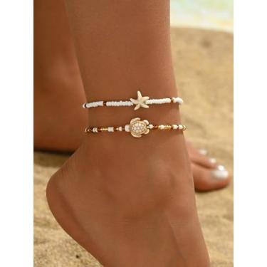 Imagem de Tornozeleira para mulheres, simples, elegante, empilhável, Medium, Latão, Sem Pedra Preciosa