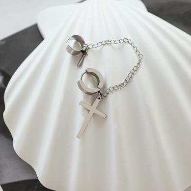 Imagem de 2 peças de brinco de cruz de aço inoxidável multicolorido punk articulado joia unissex presente, One Size, Aço inoxidável, Sem pedra preciosa