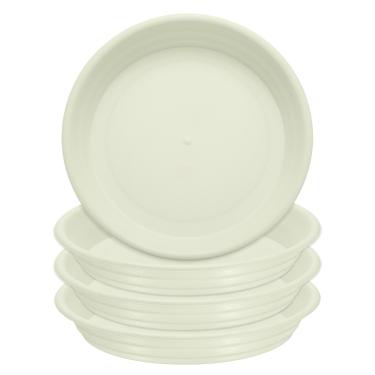 Imagem de 4 peças de pires de plantas de plástico 13,16 cm bandejas de gotejamento redondas pires de vaso de flores base de flores bandeja de drenagem inferior para plantadores internos e externos, bege